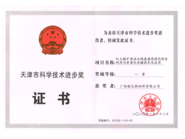 天津市科學(xué)進(jìn)步一等獎